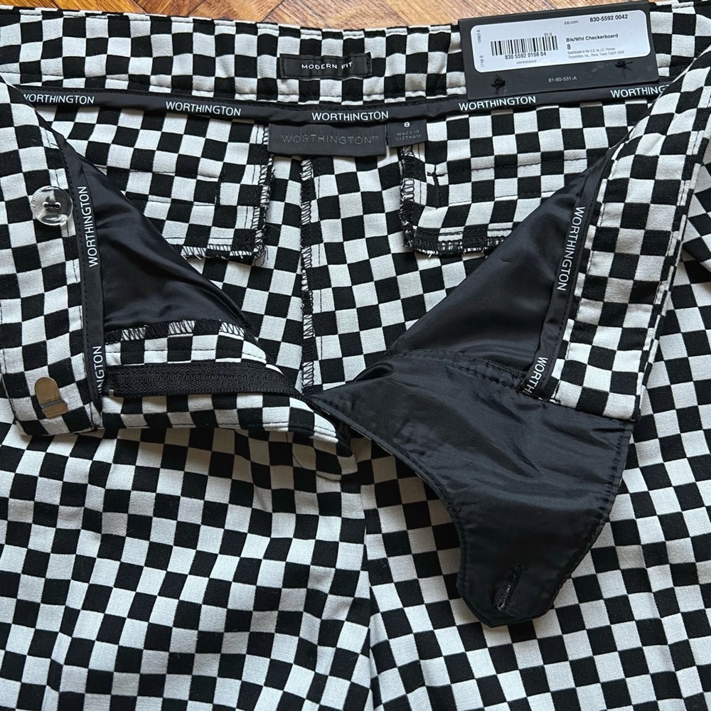 Worthington Modern Fit Black + White Checkered Shorts - Picture 7 of 8